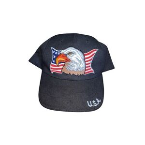 Sports Cap Mens Black USA Bald Eagle American Flag‎ Embroidered Baseball Hat